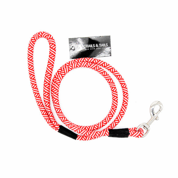 Red & White Rope Dog Leash, 4 foot