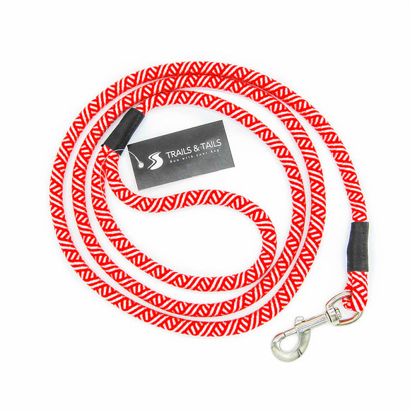Red & White Rope Dog Leash, 6 foot