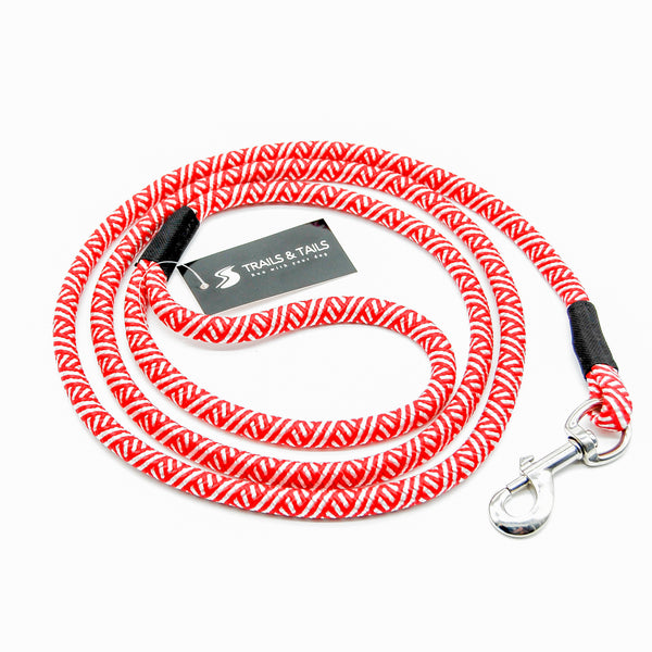 Red & White Rope Dog Leash, 4 foot