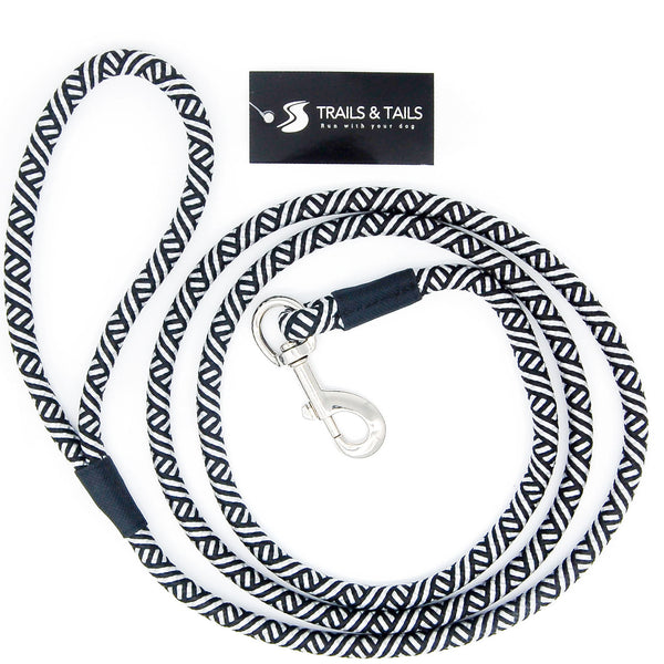 Black & White Rope Dog Leash, 4 foot